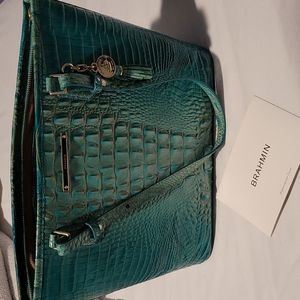 Brahmin Medium Asher Turquoise Tassel Shoulder Handbag Tote Leather